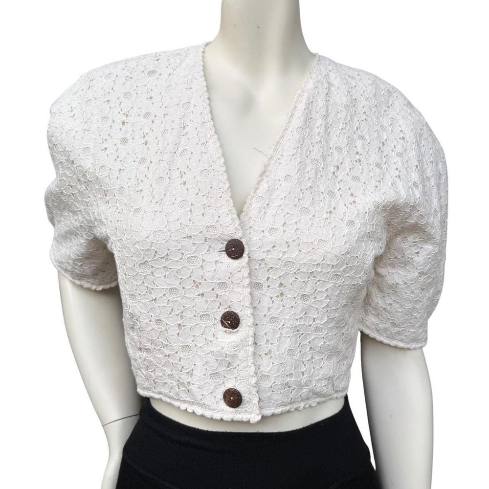 Vintage Suttles & Seawinds Lace Jacket Cropped Puff Sleeve Cottagecore Fairy  S
